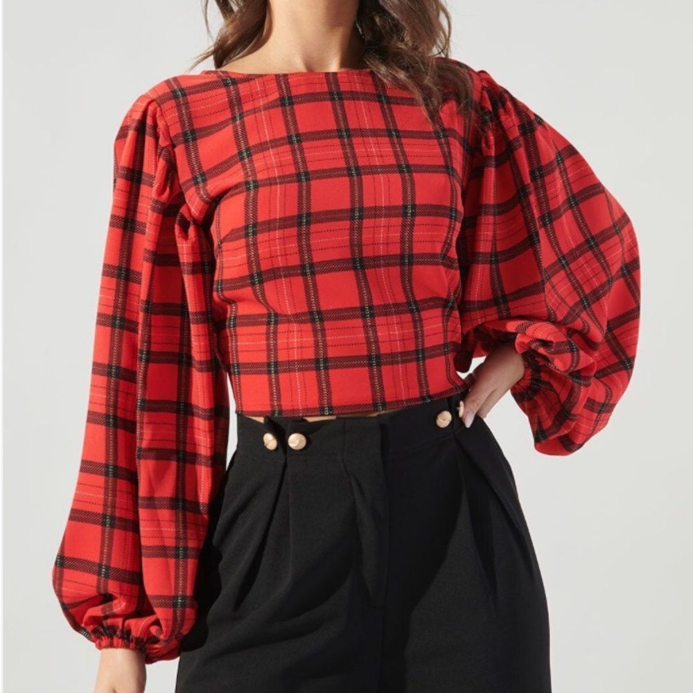 Sugarlips Brielle Plaid Long Sleeve Top